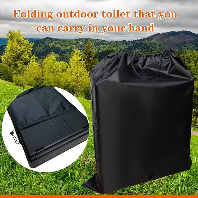 Camping Toilet, Composting Toilet with Biodegradable Bags, Portable Potty for Adults, Folding Toilet for Car Camping Hiking Long Trips Beach