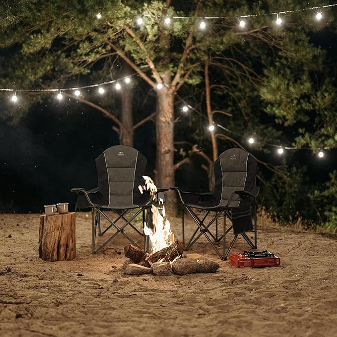 Camping Chairs for Adults,High Back Folding Camp Chair with Cup Holder and Cooler Bag,Heavy Duty Outdoor Lawn Chairs,Perfect for Camping,Hiking,Picnics,and Beach Trips,Black…