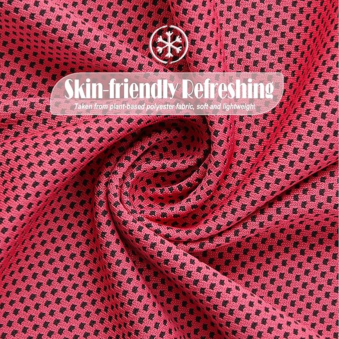 10 Pack Cooling Towels Bulk Microfiber Ice Towel Quick Dry Breathable Chilly Sweat Towel Stay Cool Towel for Neck Face Yoga Gym Workout Running Pilates Beach with Carabin Bag, 40x12'', Rose