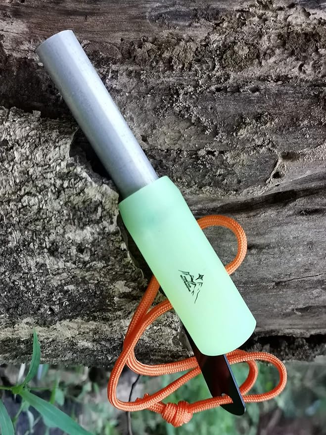 Fostar Outdoors Emergency Fire Starter,Magnesium Mg Rod Integrate with Ferro Rod, Paracord and Multi –Function Scraper Striker, Great for Bushcraft, Camping, Hiking, Hunting