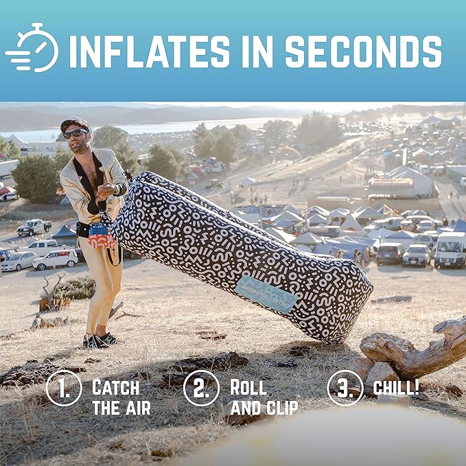 Chillbo Shwaggins Inflatable Couch – Cool Inflatable Lounger Easy Setup Inflatable Chair is Perfect for Beach Gear, Camping Fun and Festival Accessories.