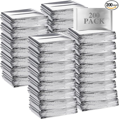 Emergency Blanket Bulk Mylar Survival Thermal Blankets Pack Silver Foil Reflective Blankets for Cold Outdoors Camping Hiking First Aid Shelter Space Emergency Supplies Blanket Set