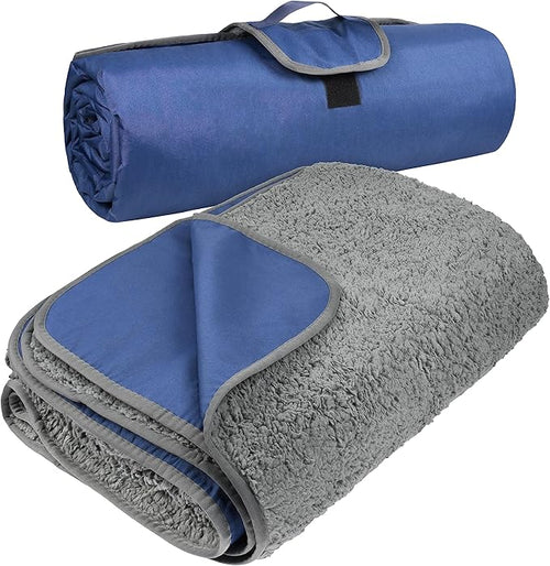 Tirrinia Outdoors Waterproof Throw Blanket, 66”x 90” Sherpa Fleece Stadium Windproof Mat for Boat, Traveling, Camping, Hiking, Football - Machine Washable