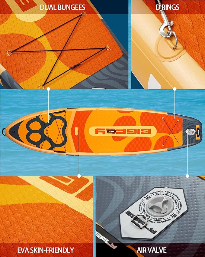 11'6×35" Super Wide Inflatable Stand Up Paddle Board, Ultra Stable Wide SUP for 2+1 People/Family/Big Size, 100L Backpack, All-Round Sup Board, US Big Fin