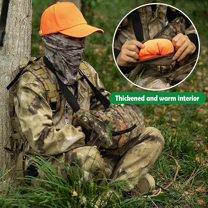 RunNico Camo Hand Muff Warmer - Unisex Camo Hunting Hand Muff - Camouflage Hunting Waist Pouch for Hunting, Camping, Outside Working, Hiking, Football, Golf Activities