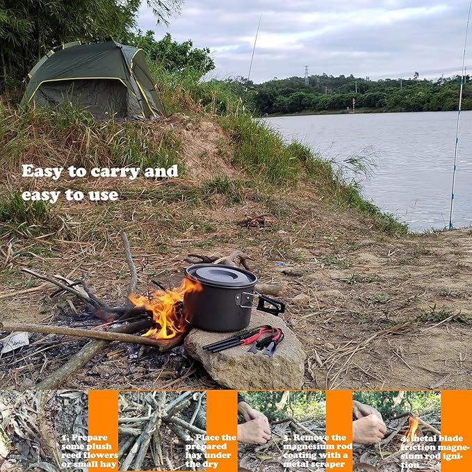 (Set of 3 Pieces Flint Emergency igniter,Camping Magnesium Rod Fire Starter,Outdoor Survival Ignition Rod