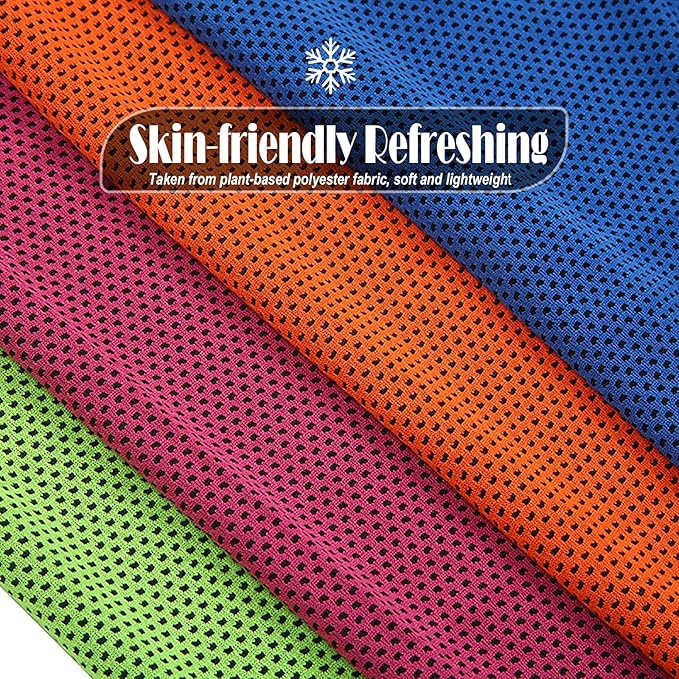 10 Pack Cooling Towels Bulk Microfiber Ice Towel Quick Dry Breathable Chilly Sweat Towel Stay Cool Towel for Neck Face Yoga Gym Workout Running Pilates Beach with Carabin Bag, 40x12'', Purple