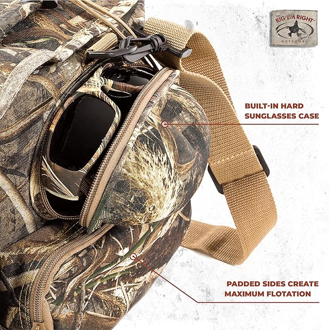 Rig'Em Right Waterfowl Standard Shell Shocker Duck Hunting Blind Bag with Sunglasses Case, Drink Holder, Ammo Compartment and More