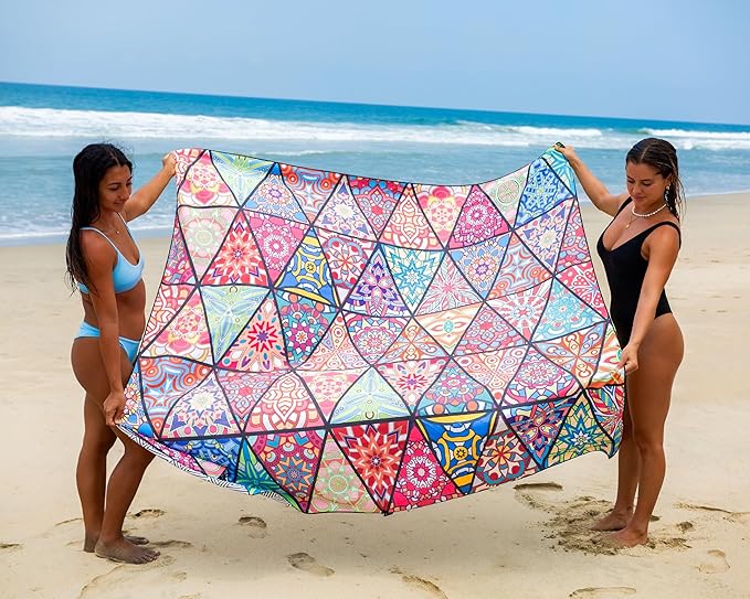 Elite Trend Microfiber Beach Towel - XXL 72x72 Inch Sand Free Quick Dry Towel for Travel, Swimming, Pool, Yoga, Hiking, Camping – Lightweight Fast Drying Microfiber Towel Compact for Adults