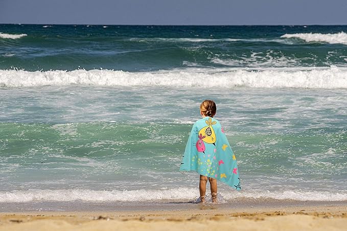 Microfiber Beach Towel for Kids - Thin and Large (30"x60") - Peace Love - Absorbent, quick dry, sand free, lightweight, blanket - toddler, girls, boys - For Sports, Pool, Picnic, Camping, Travel, Swim