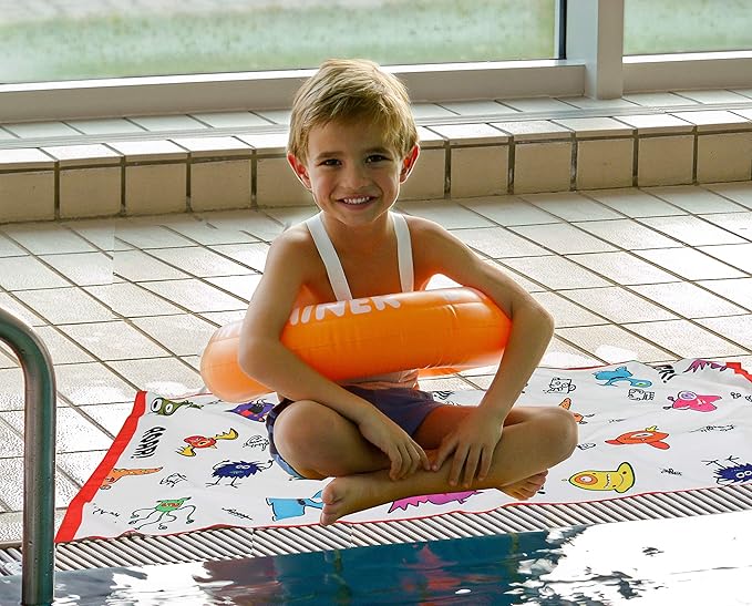 Microfiber Beach Towel for Kids - Thin and Large (30"x60") - Monsters - Absorbent, quick dry, sand free, lightweight, blanket - toddler, girls, boys - For Sports, Pool, Picnic, Camping, Travel, Swim
