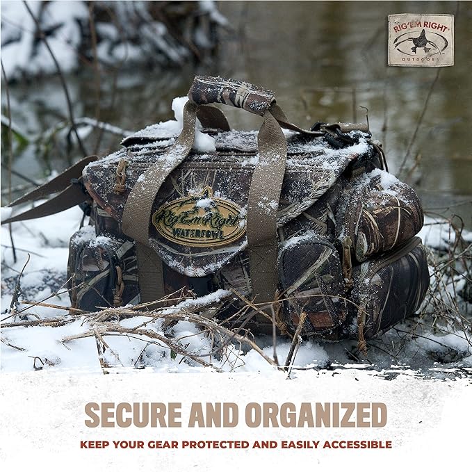 Rig'Em Right Waterfowl Standard Shell Shocker Duck Hunting Blind Bag with Sunglasses Case, Drink Holder, Ammo Compartment and More