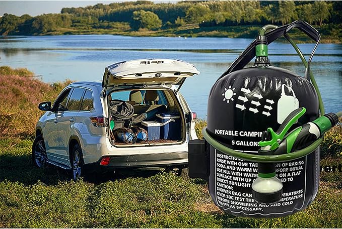Vici 20L Portable Solar Camping Shower Bag Shower Electric Pump Tent car wash Equipment Outdoor spa Bath hot Water Bag Camping Furniture Accessories Portable Shower Pump