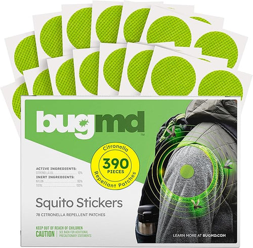 BugMD Squito Stickers Mosquito Repellent Patch Stickers for Adults (390 Stickers), Safe & Effective Insect Repellent Patches for Toddlers, Kids, Camping, Beach & Outdoor Essentials