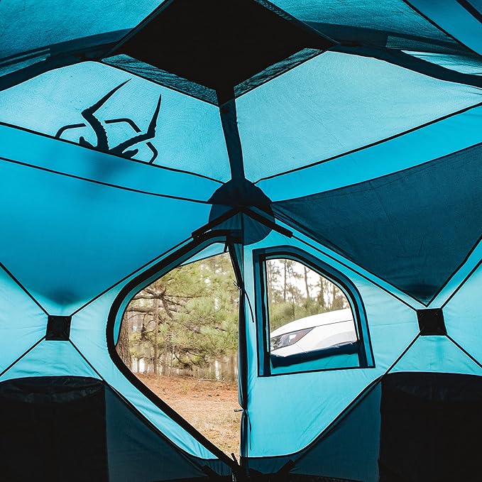 Gazelle Tents™ T3X Hub Tent Overland Edition, Easy 90 Second Set-Up, Waterproof, UV Resistant, Removable Floor, Footprint, 3-Person, Pacific Blue, 68" x 76" x 82", GT302PB