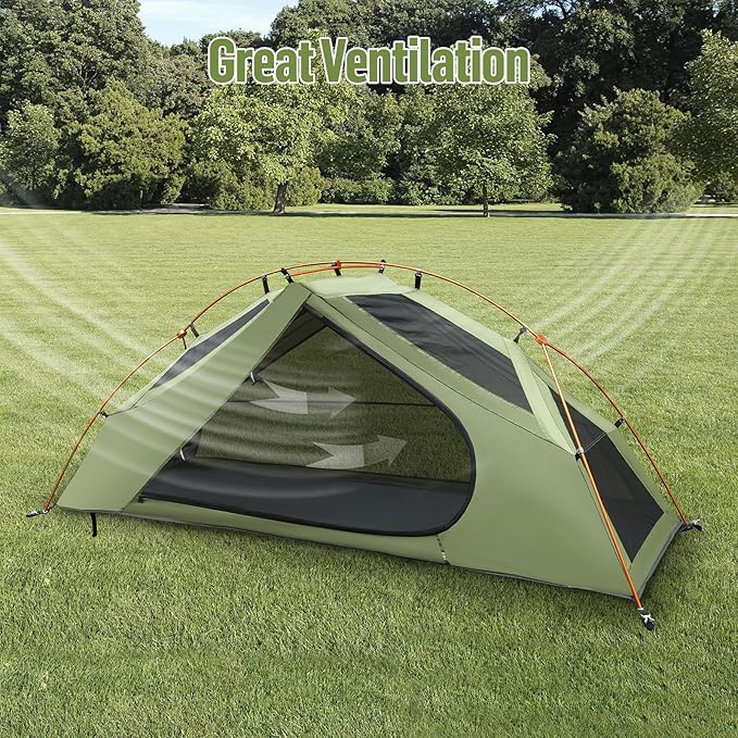 Night Cat 1-Person Camping Tent: Lightweight Waterproof Hiking Tent for Adult Cot Not Included