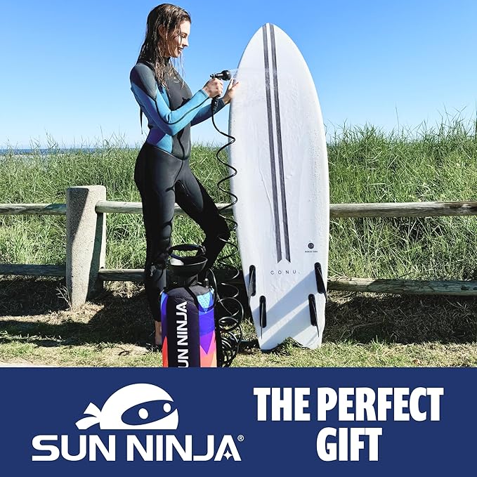 SUN NINJA Portable Shower, Outdoor Portable Camping Shower with Neoprene Cover, Portable Beach Shower Surf Rinse Kit, High Pressure Multi-Purpose Sprayer for Outdoor Essentials, Dog Walking & Hiking