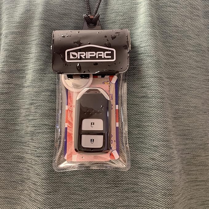 DRIPAC Waterproof Car Key FOB Case Waterproof Wallet Waterproof Holder Pouch For Key ID Badge Credit Card Money(Black)