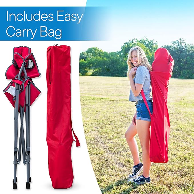RMS Extra Tall Folding Chair - 31" Seat Height Director Chair for Camping, Home Patio and Sports - Portable and Collapsible with Footrest and Carrying Bag - Up to 300 lbs Weight Capacity (Red)