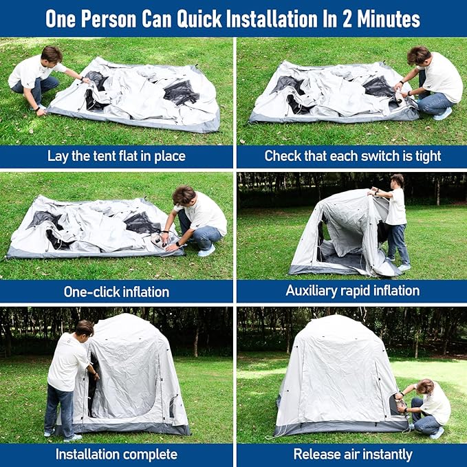 Easy Set up Quick Inflatable Camping Tent with Automatic Pump, 3-4 Person Camping Outdoor Air Blow Up Tents Rainfly & Windproof Portable