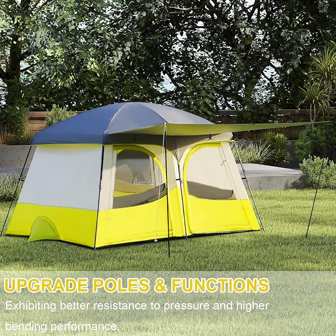 Vidalido Tents,6-8 Person Camping Tent with Extended Vestibule,2 Room Weather Resistant Family Tents,Easy Install Waterproof Outdoor Tent for Backpacking and Camping Hiking