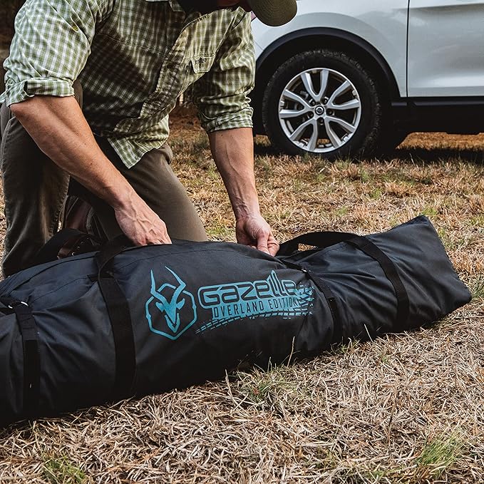 Gazelle Tents™ T3X Hub Tent Overland Edition, Easy 90 Second Set-Up, Waterproof, UV Resistant, Removable Floor, Footprint, 3-Person, Pacific Blue, 68" x 76" x 82", GT302PB