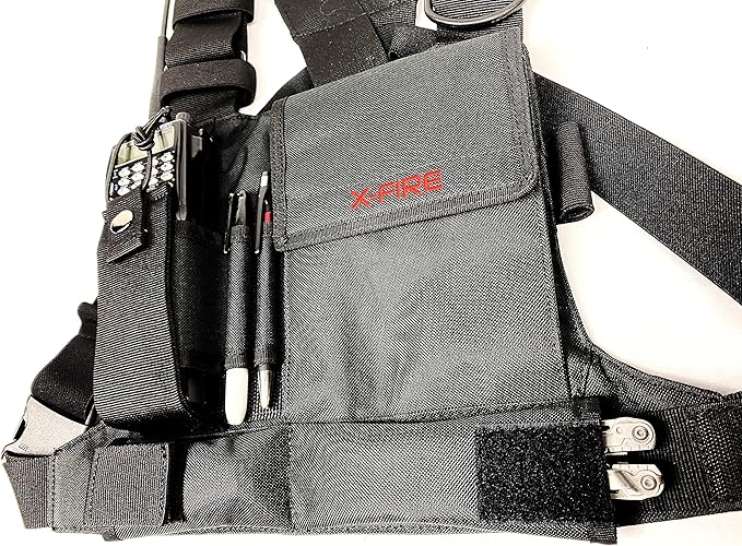X-FIRE® Single Radio Chest Rig Harness w/Tool Pockets and 3m Reflective