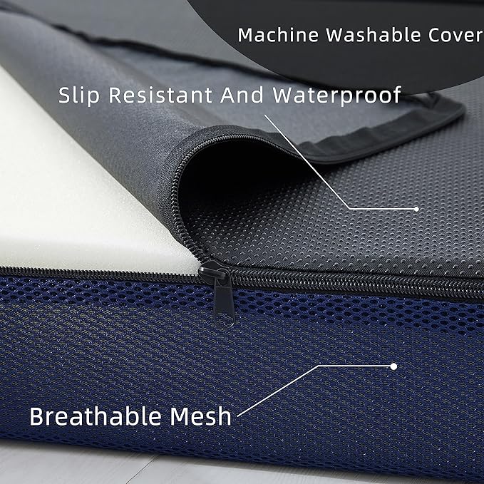 Sleeping Mats for Adults,Memory Foam Folding Pad,Cool Trifold Mattress,Machine Washable Mesh Cover,Breathable,Cot Size Floor Mattress Topper,Guest Bed,Summer Camping
