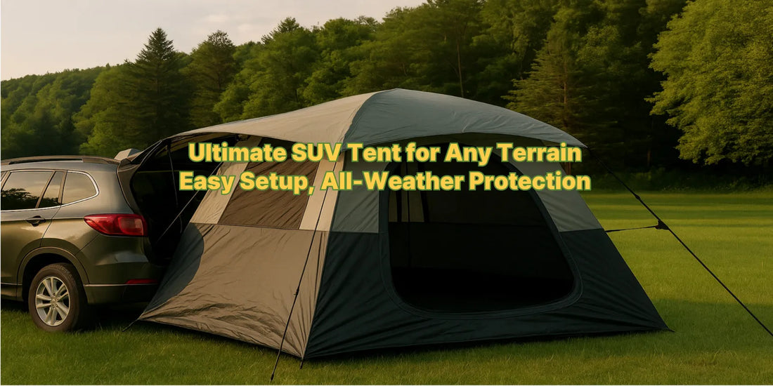 A spacious and durable SUV camping tent set up in the wild, designed for easy installation and reliable shelter in all weather conditions.