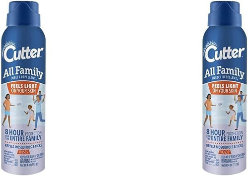 Cutter All Family Insect Repellent, 4 Ounces, [DEET-Free] Alternative Lightweight Aerosol Spray Repels Mosquitoes and Ticks for Up to 8 Hours of Complete Protection for The Entire Family (Pack of 2)