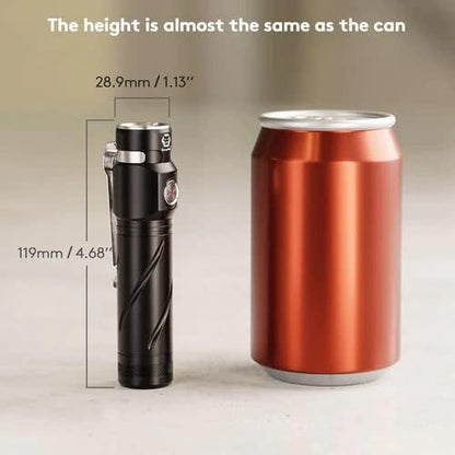 RovyVon S3 Pro 1500 High lumens EDC Flashlight Rechargeable - High CRI 95+ Flashlight Super Bright, 5000mAh Powerful Magnetic Flashlight for Work Camping Outdoor, IPX8 (Black)