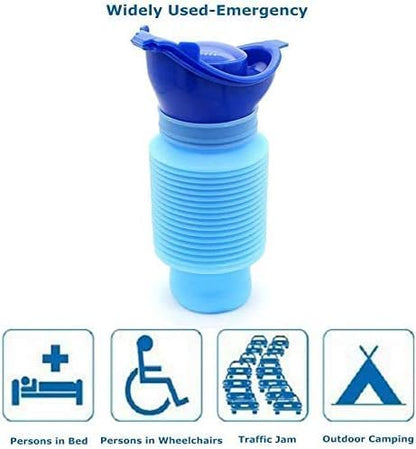 Adjustable Emergency Urinal 750ml, Portable Toilet for Car, Portable Mini Outdoor Camping Travel Shrinkable Personal Mobile Toilet Potty Pee Bottle for Kids Adult