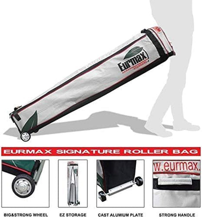 Eurmax USA Printed 5x5 Flat Top Pop Up Canopy Tent Commercial Instant Canopies with Heavy Duty Roller Bag,Bonus 4 Sand Weights Bags (Flat Printed Black)