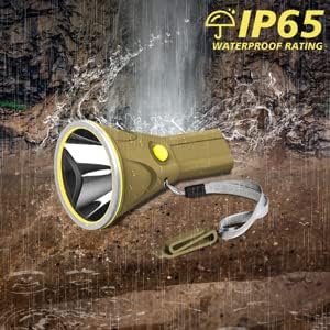 BIGSUN Rechargeable Flashlights High Lumens 6000 Spotlight Led Flashlight Strong Waterproof Handheld Flash Light , for Home Safety, Camping, Boat, Hunting,Hiking,Emergencieses(382-khaki)