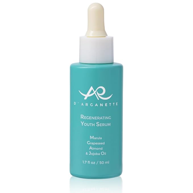 D'Arganette Regenerating Youth Serum Facial Oil Infused With Marula, Grapeseed, Almond & Jojoba Oil- Anti-Aging Moisturizer Face Oil For Dry Skin, Fine Lines & Wrinkles 1.7 oz- Made In USA