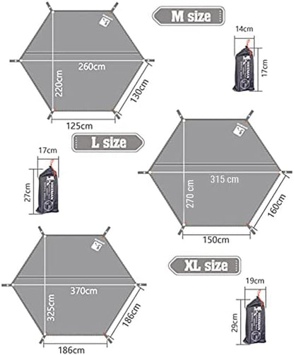 HIKEMAN Hexagonal Tent Footprint,1-4 Person Ultralight Waterproof Tent Tarp Ground Sheet Mat with 6 Tent Stakes for Camping Hiking Picnic Backpacking