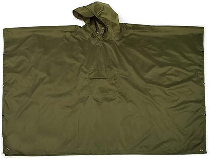 Hooded Rain Poncho Waterproof Raincoat Jacket for Men Women Adults, Military Poncho for Outdoor Activities Camping Fishing