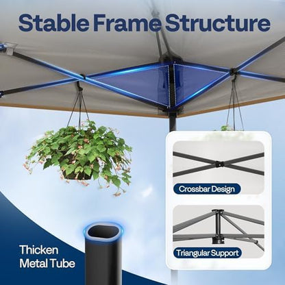 VIVOHOME 8x8ft Pop Up Canopy Tent with Logo One Push Setup Outdoor Portable Shelter Tent Heavy Duty with Wheel Carry Bag and 4 Sandbags, Red