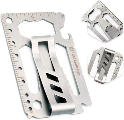 Multitool Card - Credit Card Multitool - Wallet Size Slim, Minimalist, Stainless Steel - Multipurpose Survival Card With Can Opener, Screwdrivers, Wrench, Ruler, Money clip by Hayvenhurst