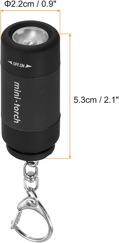 PATIKIL 2.1" Mini Rechargeable LED Keychain Flashlight, EDC Portable Small Torch with USB Charging for Everyday Carry, Black