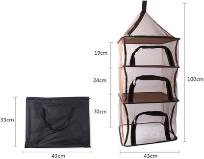 Desy & Feeci Camping Dry Net-4 Layer Outdoor Hanging Foldable Drying Rack, Camping Organizer Mesh Dryer Storage for Home Picnic BBQ Tableware/Dishes/Food/Vegetables/Fruit/Clothing
