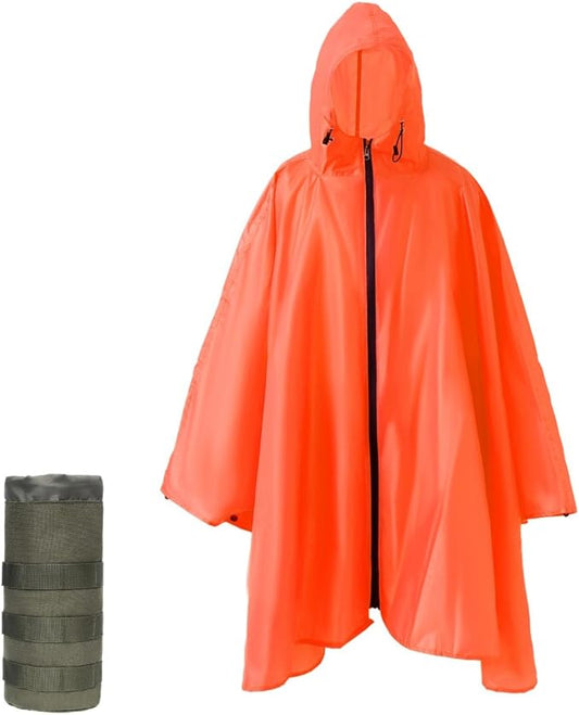 Plus Size Adult Rain Poncho with Hood and Zipper, Poncho Para Lluvia, Tactical Ponchos Adult For Camping, Hiking