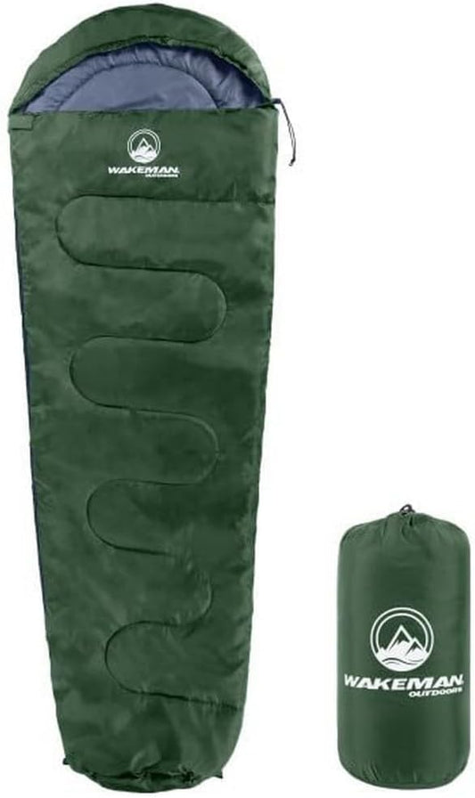 Mummy Sleeping Bag - Adult Cold Weather Sleeping Bag Rated to 25°F - Waterproof with Drawstring Hood - Camping Equipment by Wakeman Outdoors