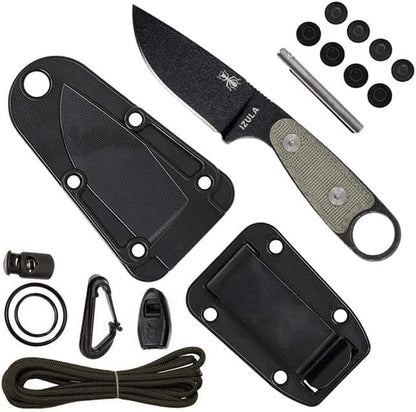 ESEE Black Izula w/Micarta Handles, Molded Polymer Sheath, and Survival Kit