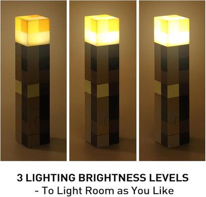Light-up Wall Torch with 3 Lighting Levels - USB Rechargeable Night Lamp - Torch Light with Wall Mount & Hand Held, LED Lighting Torch for Kid's Bedroom Gaming Decoration