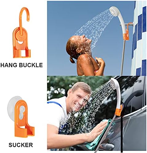 Portable Camping Shower, Built-in 4400mAh, USB Rechargeable IPX7 Waterproof Battery Shower Pump+Collapsible Bucket for Family Camp Hiking Backpacking Travel Beach Pet Flowering, Outdoor