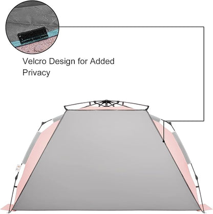 Oileus XX-Large Pop Up Beach Tent Sun Shelter for 5-6 Person Portable Sun Shade Instant Tent for Beach with Carrying Bag, Stakes, 6 Sand Pockets, Anti UV for Fishing Hiking Camping Pink