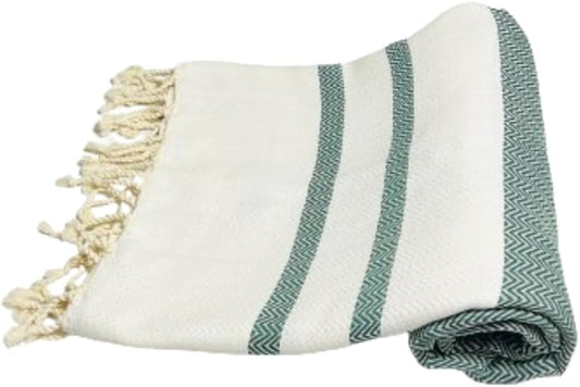Breathable Airplane Keep Warm Travel Blanket Towel Quick Dry Comfortable Cotton Oversized 39" x 72" Compact Portable Essentials Quick Dry Beach Towel Car Camping (Pine Green)
