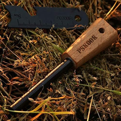 PSKOOK Bow Drill Kit Fire Starter, Primitive Wood, Survival Practice Friction Fire Tool for Scout Outdoor Activity Teaching, Outward Bound Training, Wildness Survival Beginner