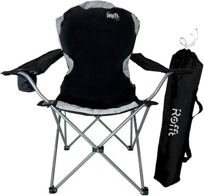 Camping Folding Chairs | Heavy Duty | Supports 250 LBS | Steel Frame | Collapsible with Cup Holder | High Back | 21" D x 36" W x 42" H